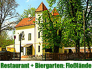 Restaurant mit Biergarten unter Kastanien: die neue Floßlände in München Thalkirchen (Foto: Barbara E. Euler)